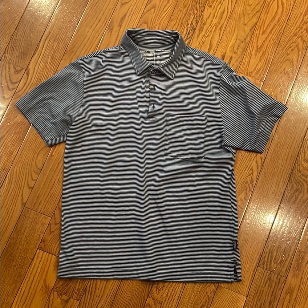 Patagonia Navy and light blue Polo Shirt Classic Knit